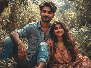 Romantic Indian Couple in Forest