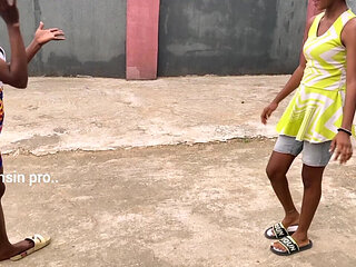 African Girls Playing Local Game Outdoor