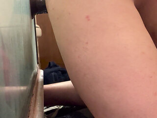 White Boi Bent Over on the Floor Using Big Dildo