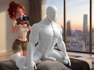 Redhead Street hotographer give me a photo shoot with a blowjob