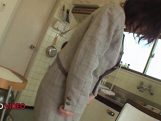 Seductive mature Asian Kiyo majima teases her hairs with a vibrator toy