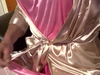 Pink slip stockings and high heels