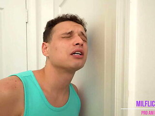 Hot Redhead Stepmom Jessica Aaren Lets Me In The Bathroom For Urgent Blowjob & Rough Doggystyle