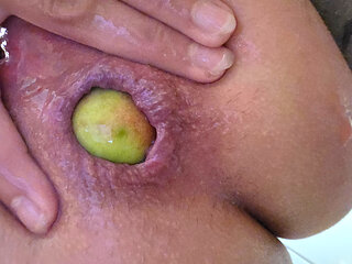 Anal dilation with 2 apples at home...