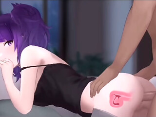 Cute girl getting filled up on the couch