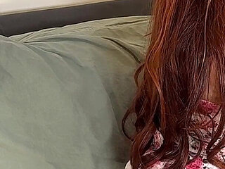 Amazingly Beautiful Hot Original Redhead Wife in Sexy Summer Dress and Lace Panties Gives an Incredibly Intense Handjob