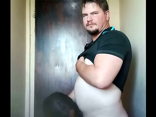 Best interracial Stepdad &amp_ stepdaughter Licking pussy , blowjob and standing fuck in toilet ever uploaded in porn history