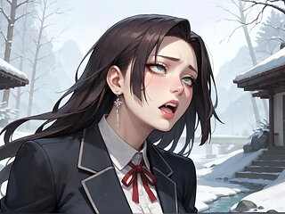 Frozen Milk Flood Schoolgirl's Snowy Squirting Orgasm