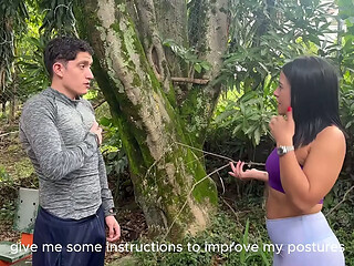 Nerd Boy meets a Colombian MILF in a public park and then fucks her at her house while her stepson watches