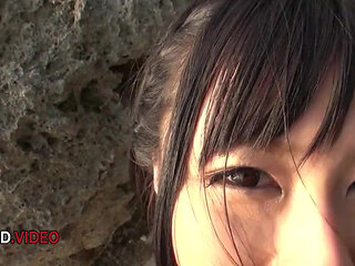 Megumi Haruka Gives Amateur Blowjob Outdoors While Biting Balls and Sucking Dick