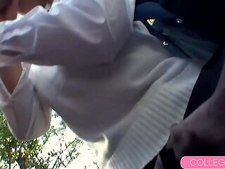 Naughty School girl Chisa Miyamae Sucks Boyfriend'_s Balls Dry in Woods!