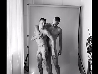 Hot couple having sex right on the photo shoot. Kit Belove fucks Falcon Al in the mouth and ass