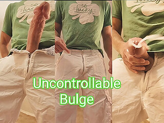 Uncontrollable Bulge Because of Big Cock Makes 2 Big Cumshots