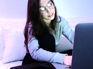 Amateur busty brunette masturbates and does hand job