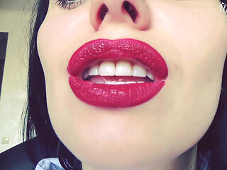 Smoke from dark red big lips