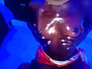 Hot Slim thick African   ebony goddess POV oily  Small tits massage slow motion