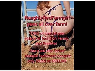 Farmgirl Pees All Over The Farm! Pissing Herself With A Full Desperate Bladder!