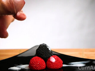 CFNM Handjob + Cum on Candy Berries! (cum on Food 3)