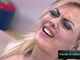 Very sexy blonde girl with big tits fucks a black guy with a huge cock