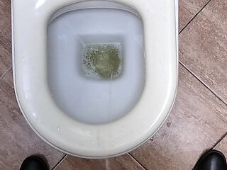 Pissing in toilet