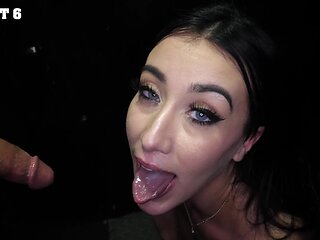 Brunette beauty Vivian Fox gets messy with cum on her face