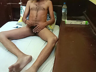 I am doing a handjob while sitting on the bed in the afternoon.