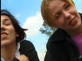 Two barely legal sluts fuck a stranger