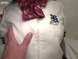 G-cup Lookalike Beauty - Uniform Hotel Date Turns Intimate