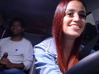 Passenger Shows His Dick to Naughty App Driver!