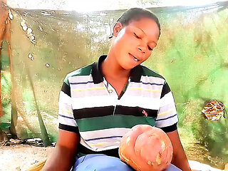 In village cherishing myself with potatoes