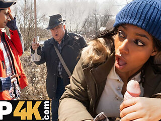 HUNT4K. We were caught by strangers during blowjob in public