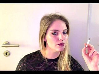 Close up Smoking in Black Lace