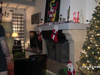 Straight boy fucked raw by his friend for funny Christmas