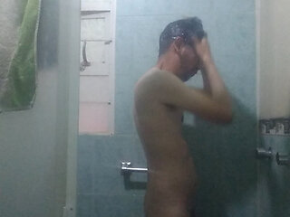 Jerking off before going to the shower.