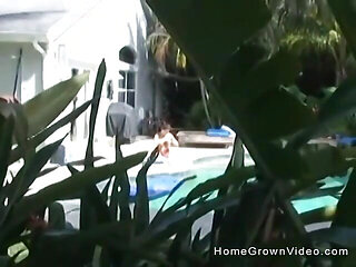 Charity bangs gives Travis a slow outdoor handjob