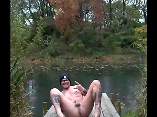 Naked boy outdoor