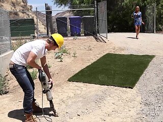 Kitchen Penetration - His Tool Works Her Trimmed Cunny