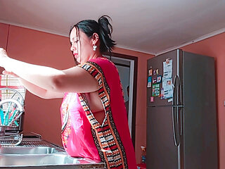 Indian stepmother gets fucked hard in the kitchen - rough sex