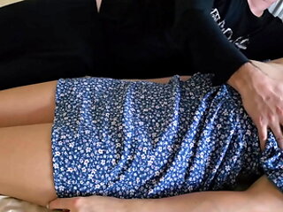 Stepson fingering stepmom's pussy and make her cum