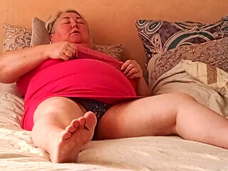 Stepmom Undresses and Caresses Her Big Natural Tits Solo