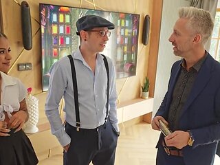 While these two talk, I want to suck your hard dick off!