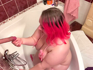 Cute Hungarian BBW's Sloppy Blowjob on Her Realistic Dildo