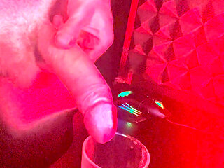 Jerking and cumshot into a glass