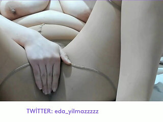 Skin-colored Pantyhose - Bra - Big Tits - Big Ass - Masturbation - Turkish MILF - Turkish Porn
