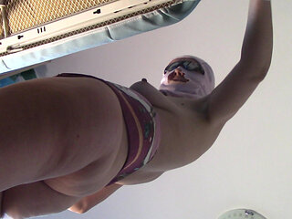 Sexy woman does naked cleaning. Hot hairy Latina, big, big ass. Sexy woman massages her hairy.
