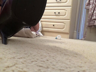 Shaved Cunt Machine-fucked Raw - Stockings & Heels Floor View POV