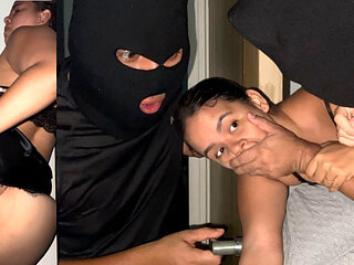 Masked Man Enters Latina Milf's House And Fucks Her Hard