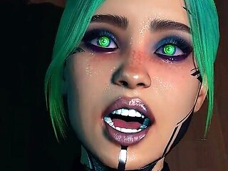 Stretching a Cybernetic Girl's Ass