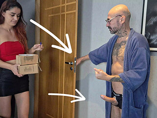 Kinky Crown Gets Delivery Girl With Erection Exploding!