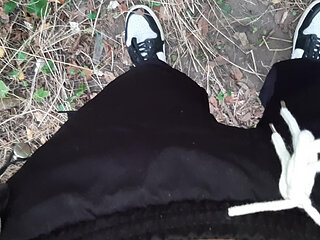Risky lesbian masturbation in the forest